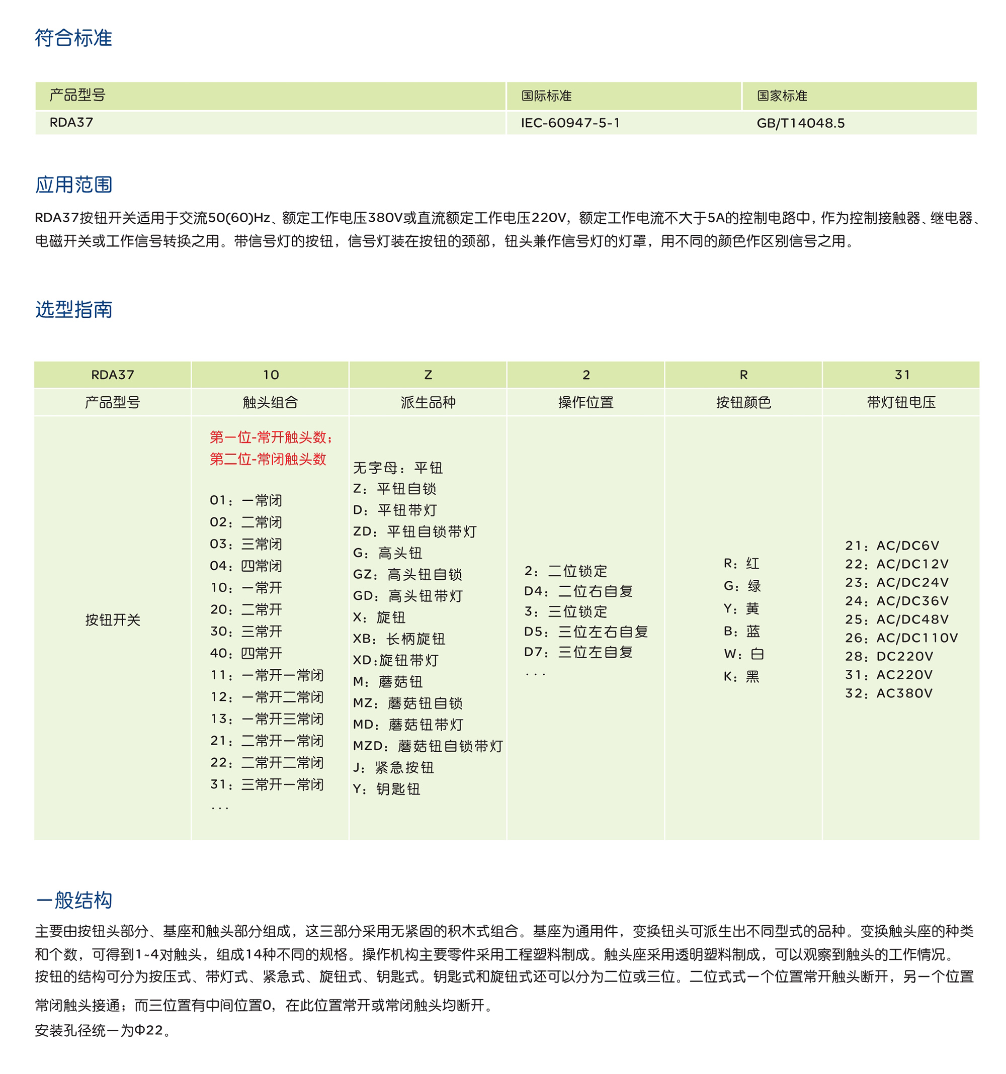 南宫NG·28相信品牌力量RDA37系列按钮开关 